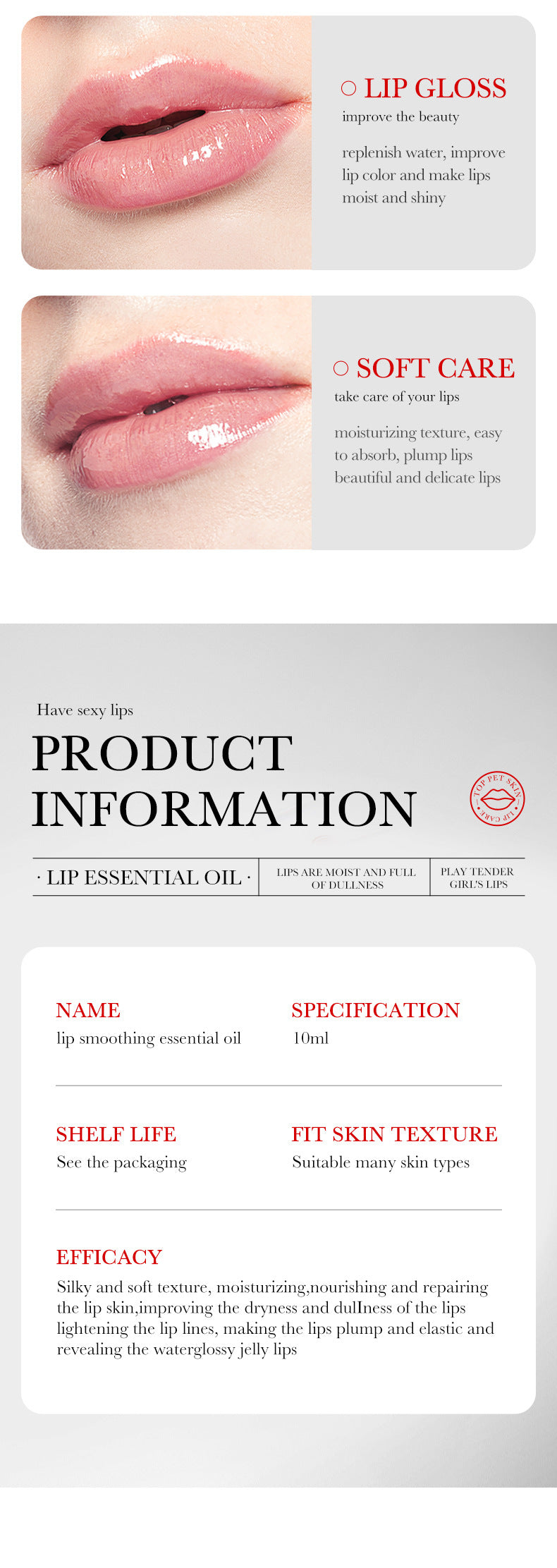 Lip Care Essence Oil10ml SADOER Tender, smooth, moisturizing essential oil  wholesale