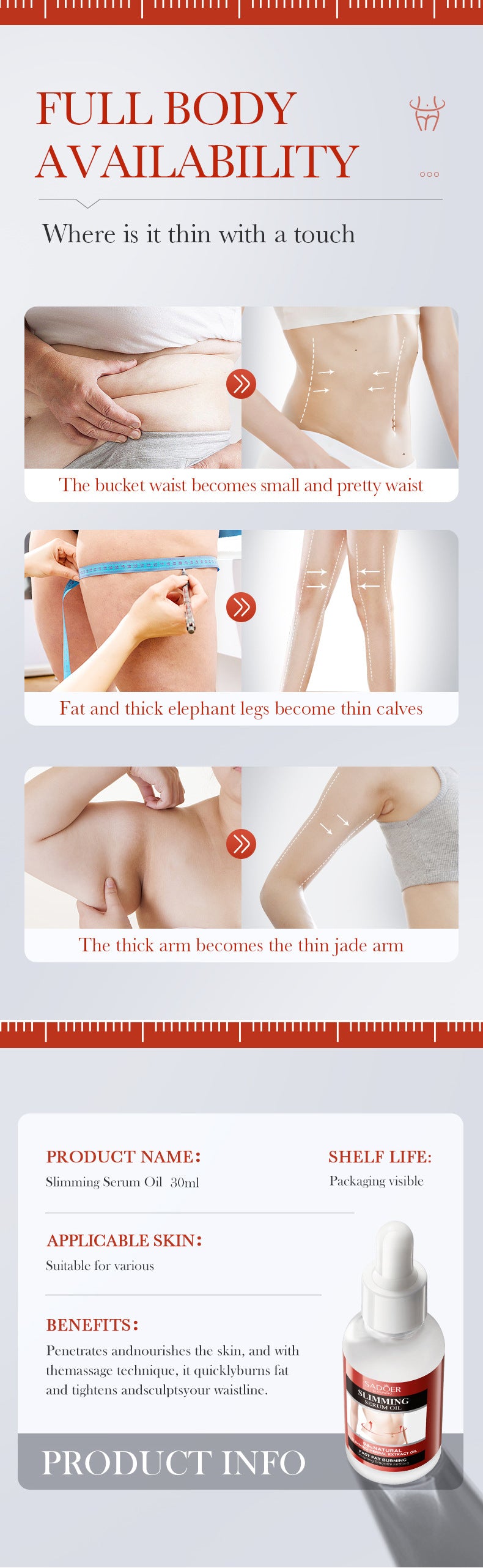 Shaping Essence Oil30mlSADOER Slimming Body Shaping Firming Body Massage Cream  Wholesale