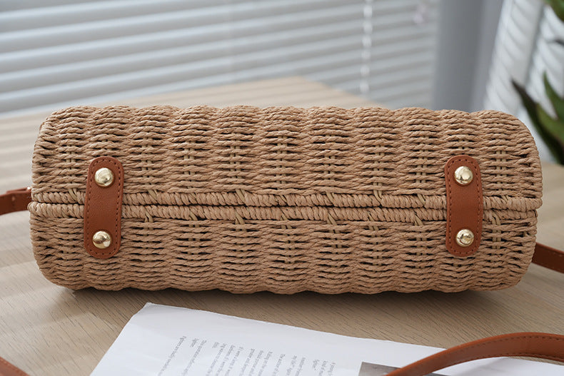 Crossbody Women's Bag New Fashion Single Shoulder Straw Bag Niche Handbag Vacation Beach Bag Korean Style Straw Bag Woven Bag