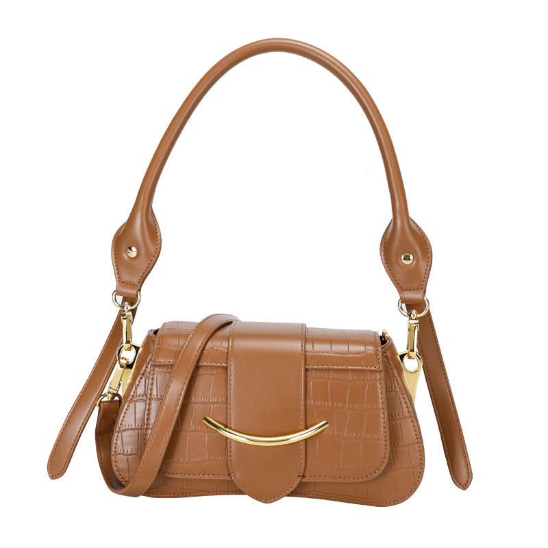 2024Spring Summer New Simple Niche Design Women's Bag Versatile Shoulder Underarm Bag Crocodile Pattern Small Square Bag Crossbody Bag