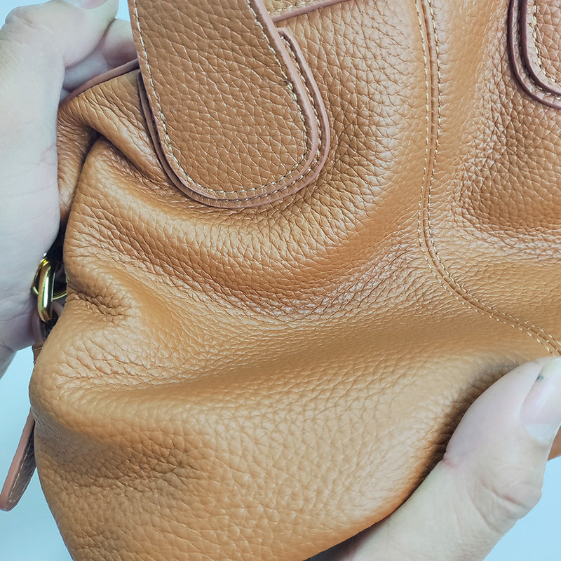New Genuine Leather Women's Bag Large Capacity Top Layer Cowhide Handbag Crossbody Bag High-end Dumpling Bag Shiling Bag