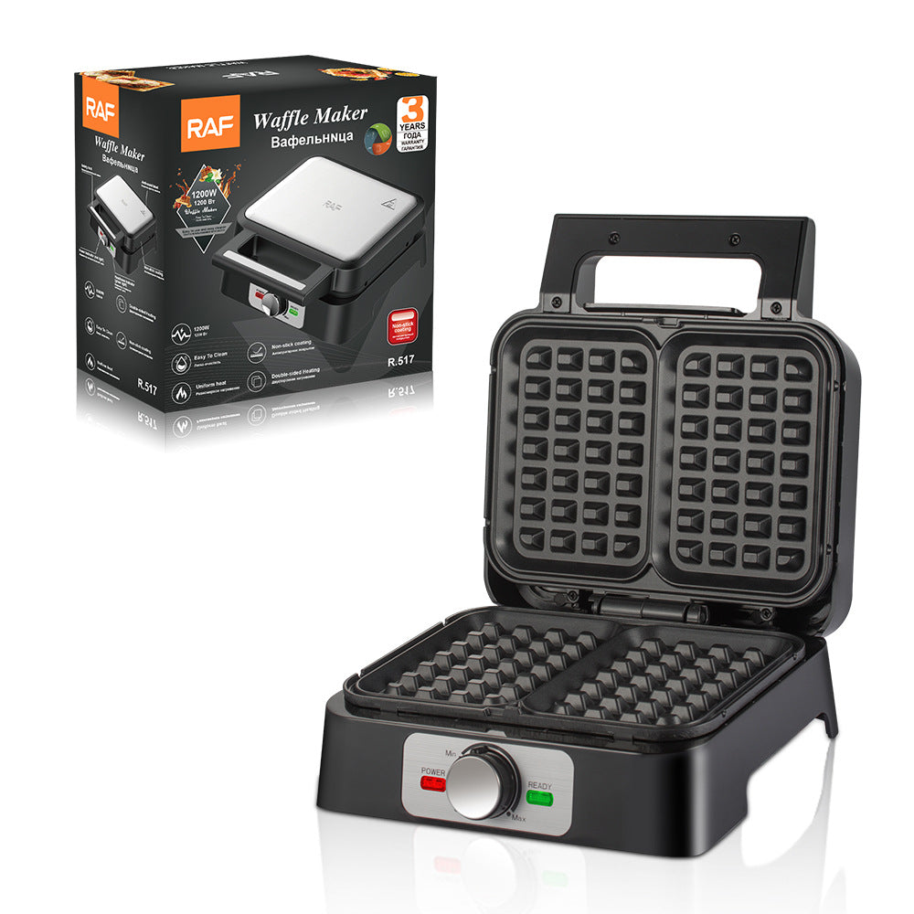 RAF Breakfast Machine Household EU Plug Multi-Functional Double-Sided Heating Bread Electric Baking Pan Light Food Waffle Maker