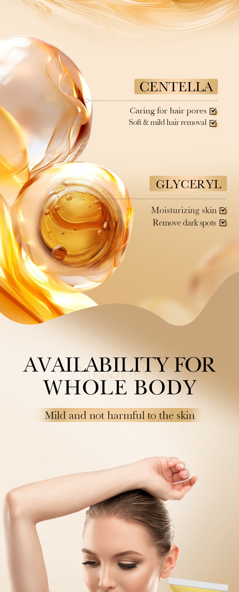 Collagen Gentle Hair Removal Cream SADOER Skin-friendly Non-irritating Underarm Hair Removal Cream  Wholesale