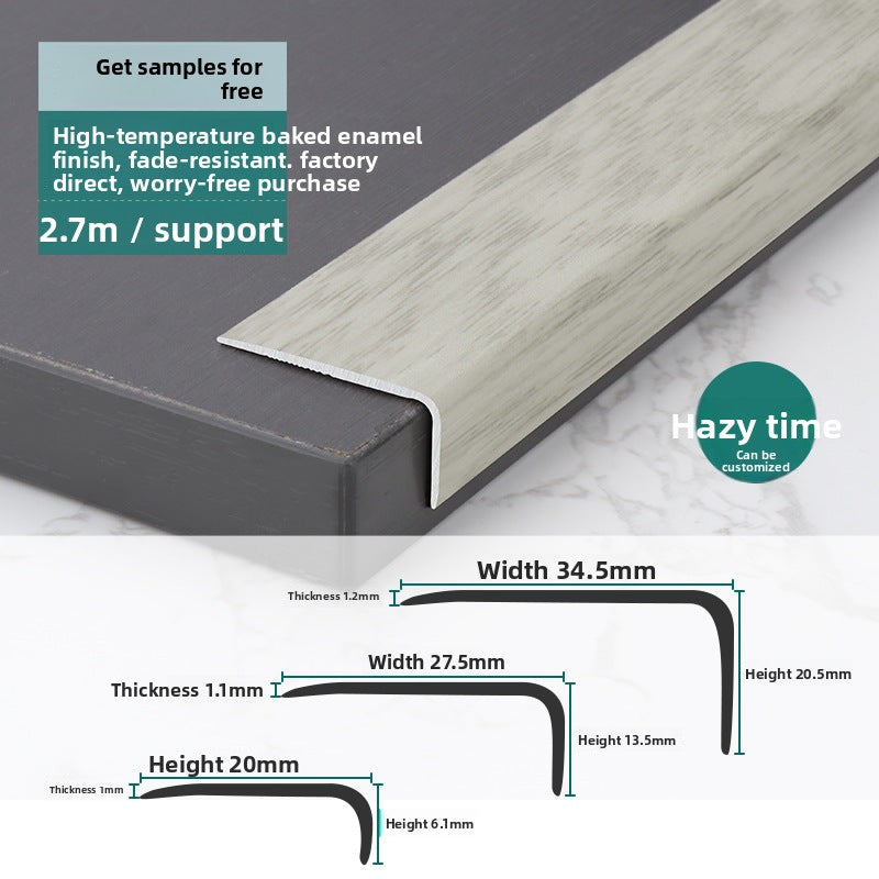 Aluminum alloy wood floor edge trim strip floor finishing strip L Wood grain trim strip7Door threshold trim edge sealing strip