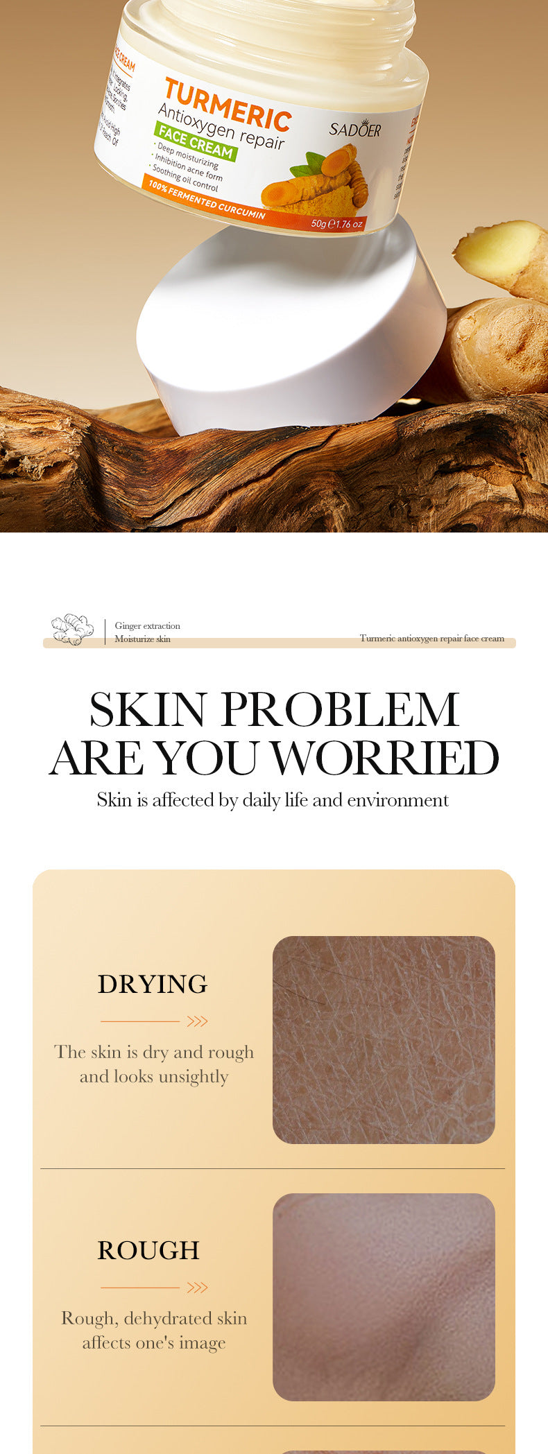 Turmeric Skincare Set SADOER Cleansing, moisturizing, hydrating five-piece set for  foreign trade wholesale