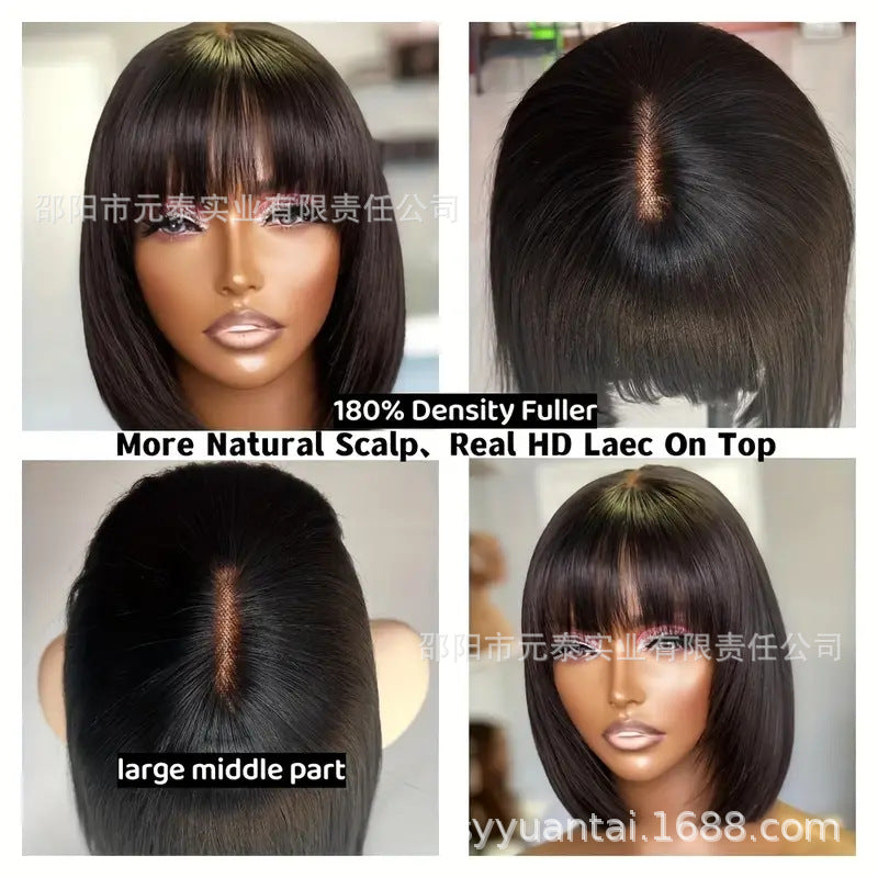Bob Wigs Human Hair With Bangs Short Bob Straight Bang Wigs