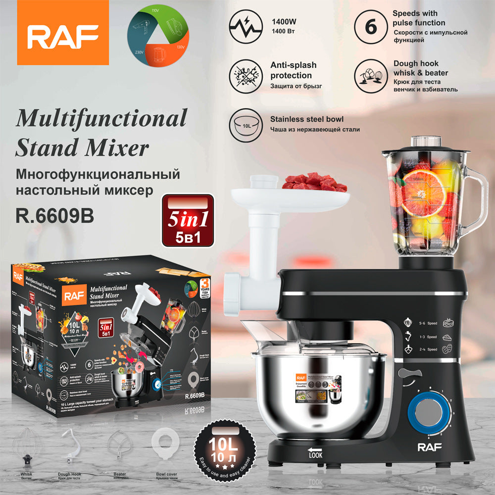 RAF European Standard Household Multifunctional High-Power Dough Mixer Egg Beater Stand Mixer Chef Machine Stainless Steel Bowl