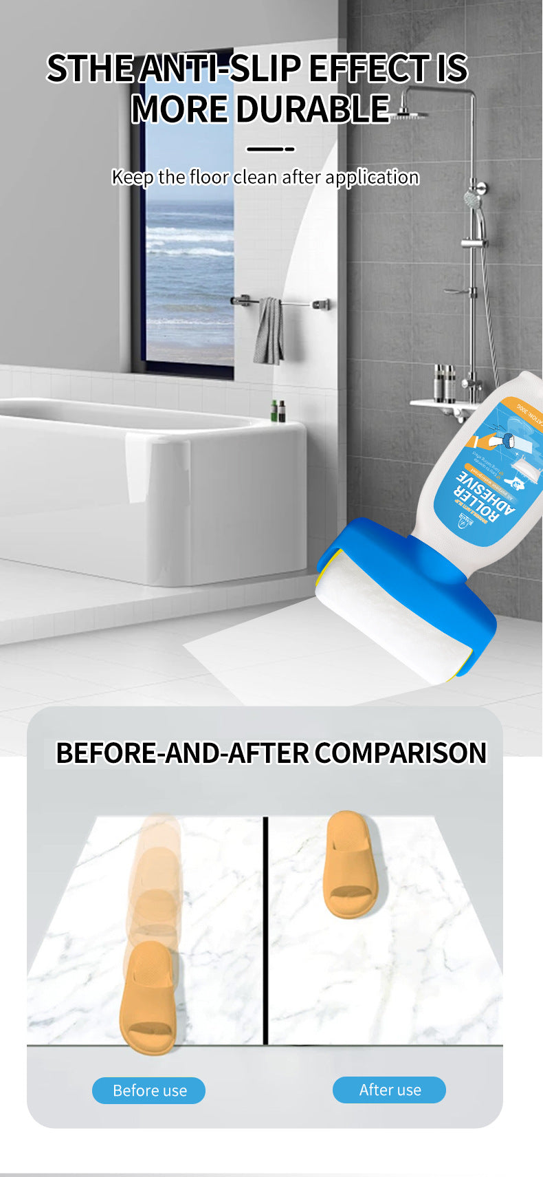 Home Floor Anti-Slip Bathroom Shower Room Glass Tile Floor Tile Marble Liquid Gel Paste Mildew Proof