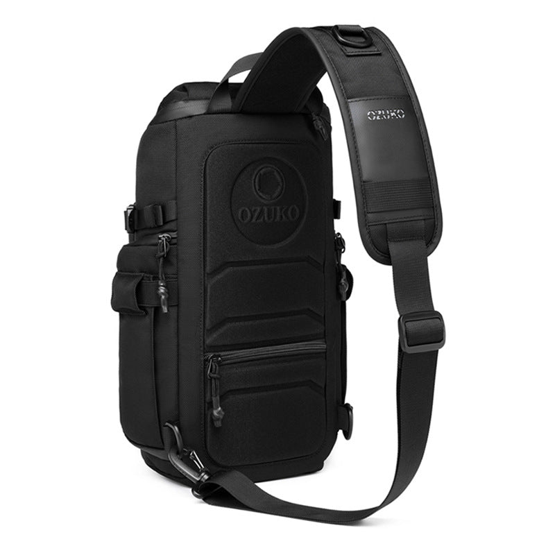 OZUKO Tactical Chest Bag Men's Crossbody Bag Waterproof Multifunctional Outdoor Portable Bag Cycling Trendy Shoulder Bag