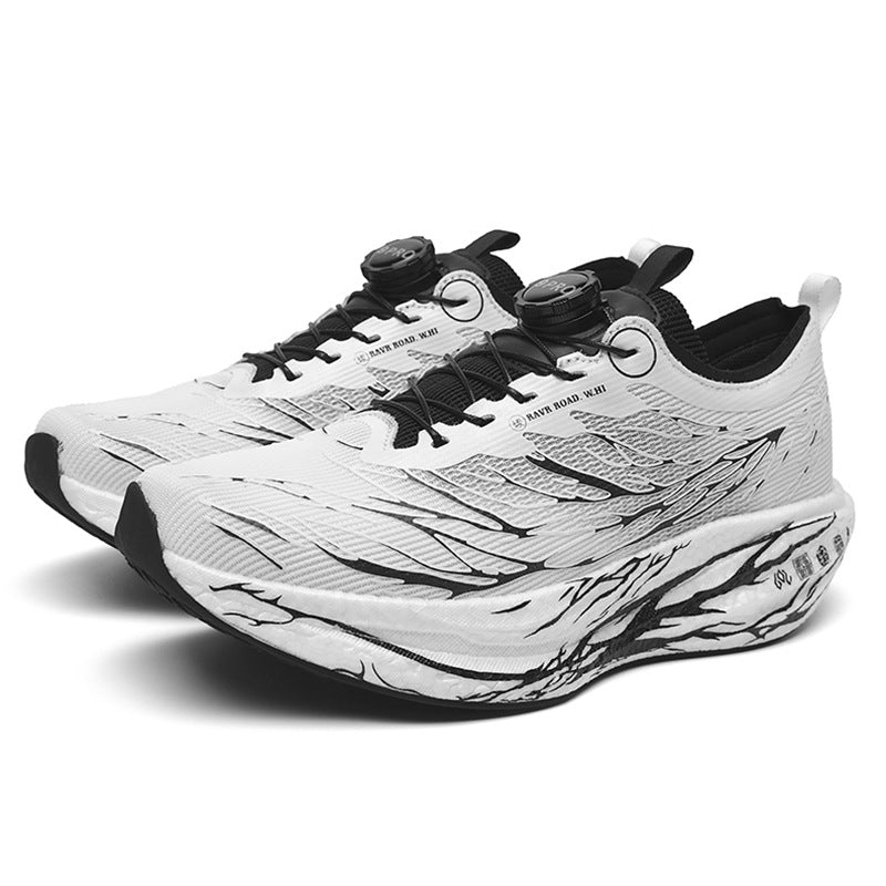 2025New Rotating Buckle Couple Fluorescent Trendy Fashion Running Shoes Real Explosive Carbon Plate Rebound Shock Absorption Sports Shoes