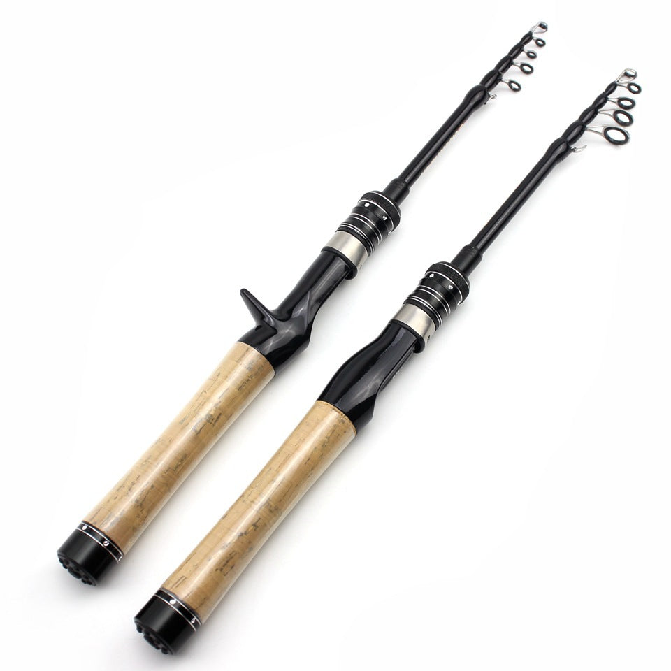 Portable Telescopic Lure Rod ul European and American Style Carbon Fiber Short Section Fishing Rod with Cork Handle