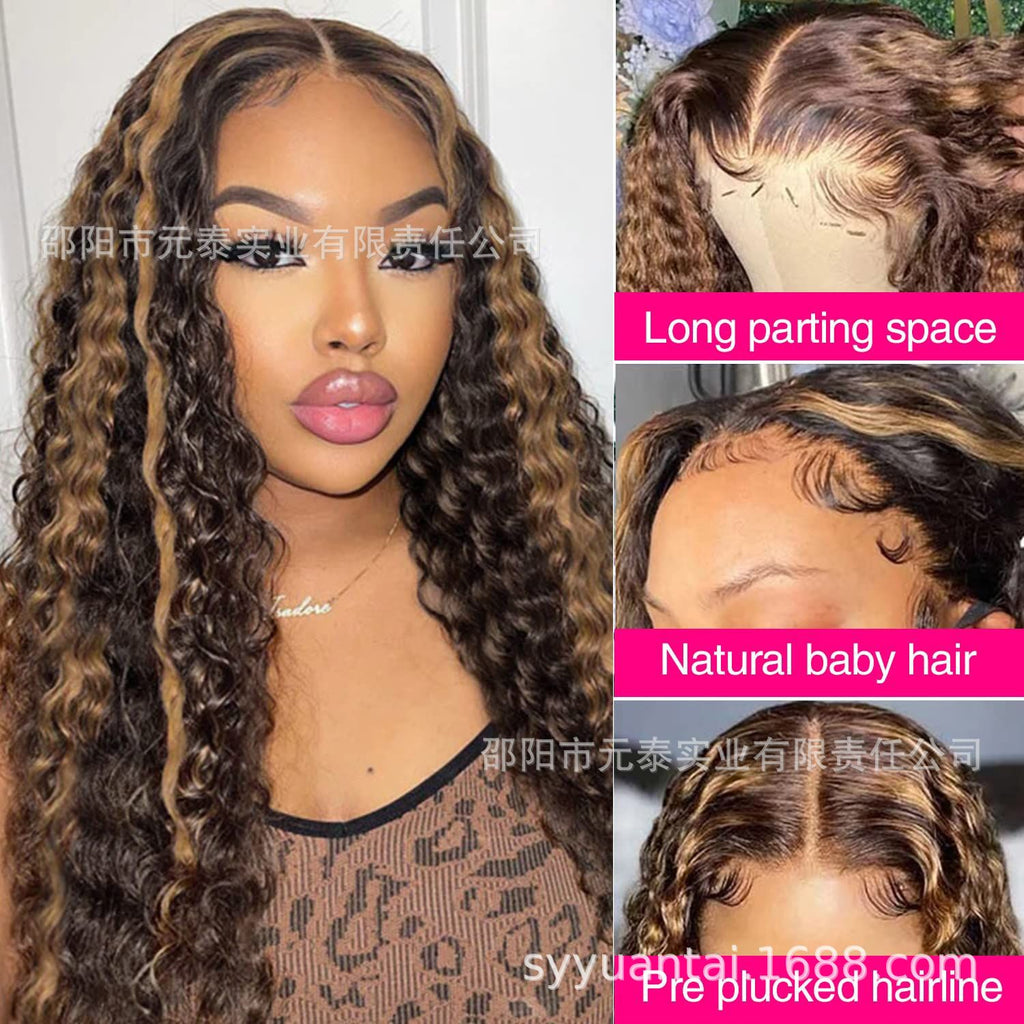 Allove Highlight Ombre Hair Invisible 13x4 Lace Front Wig