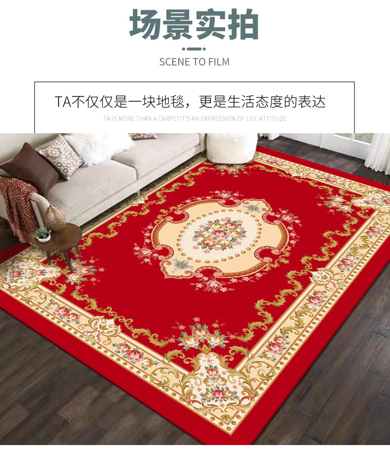 Crystal Velvet Carpet Full Coverage Chinese Style Living Room Sofa Coffee Table Rug Same Style Bedroom Wear-resistant Non-slip Rug