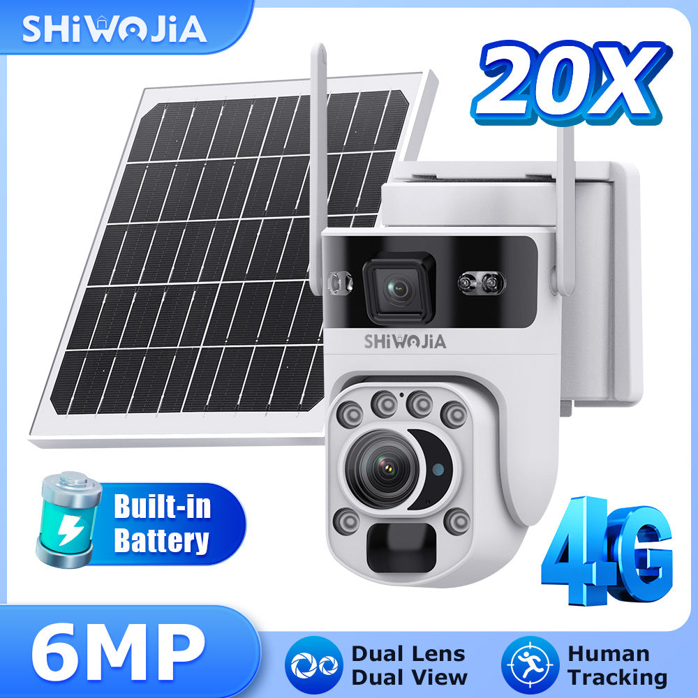Factory direct sales20Optical Zoom Dual Lens Gun Ball Linkage Camera4G Hd600MP Solar Energy