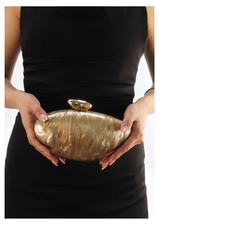 European and American Trend New Style Bag for Women Fashionable Light Luxury Versatile Bullet Head Acrylic Simple Evening Bag Clutch for Women
