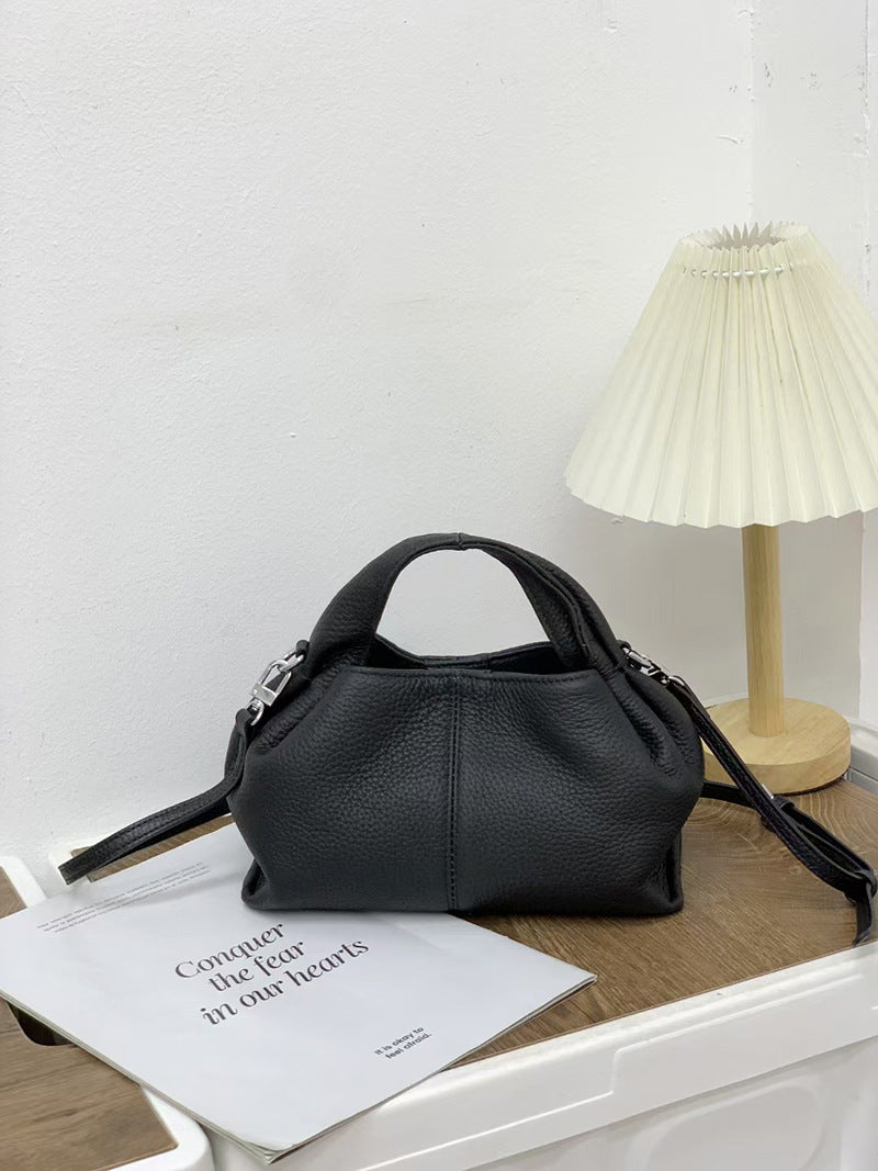 Unique Handbag2025New Handheld Cloud Genuine Leather Women's Bag Vintage Wrinkled Dumpling Bag Versatile Crossbody Bag