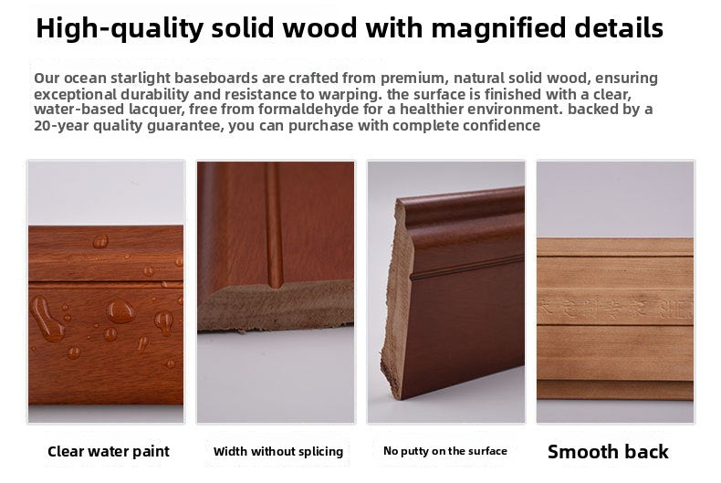 Ivory white solid wood skirting board 10cm Raw wood lines 10Centimeter wooden flooring with white skirting board