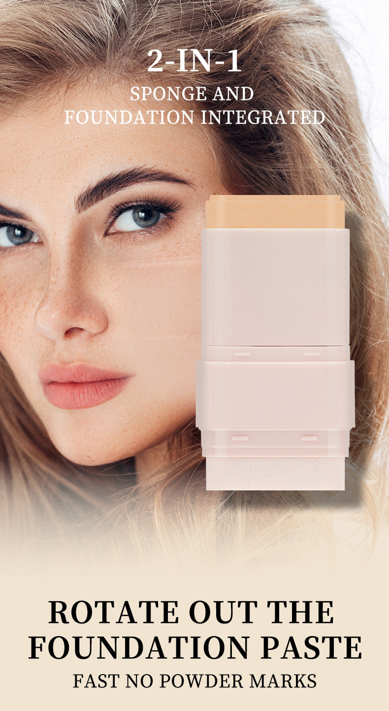 Cosmetic Non-Smudge Foundation Double-Ended Rotating Concealer Long-Lasting Waterproof Sweat Sponge Brush Head Cream Foundation