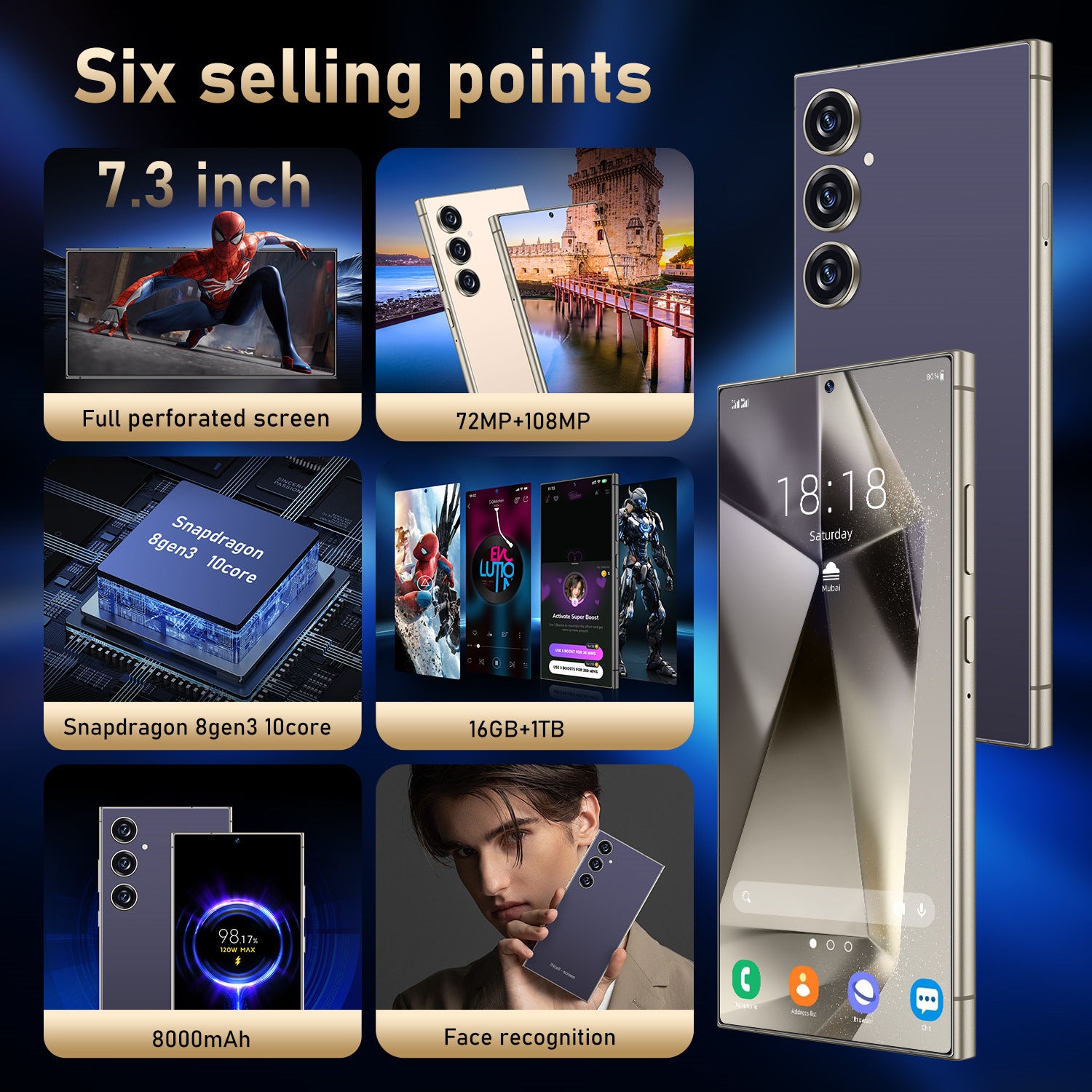Exclusive Supply C24 Pro Smartphone7.3Extra Large Screen16+1T Android Phone Source Factory