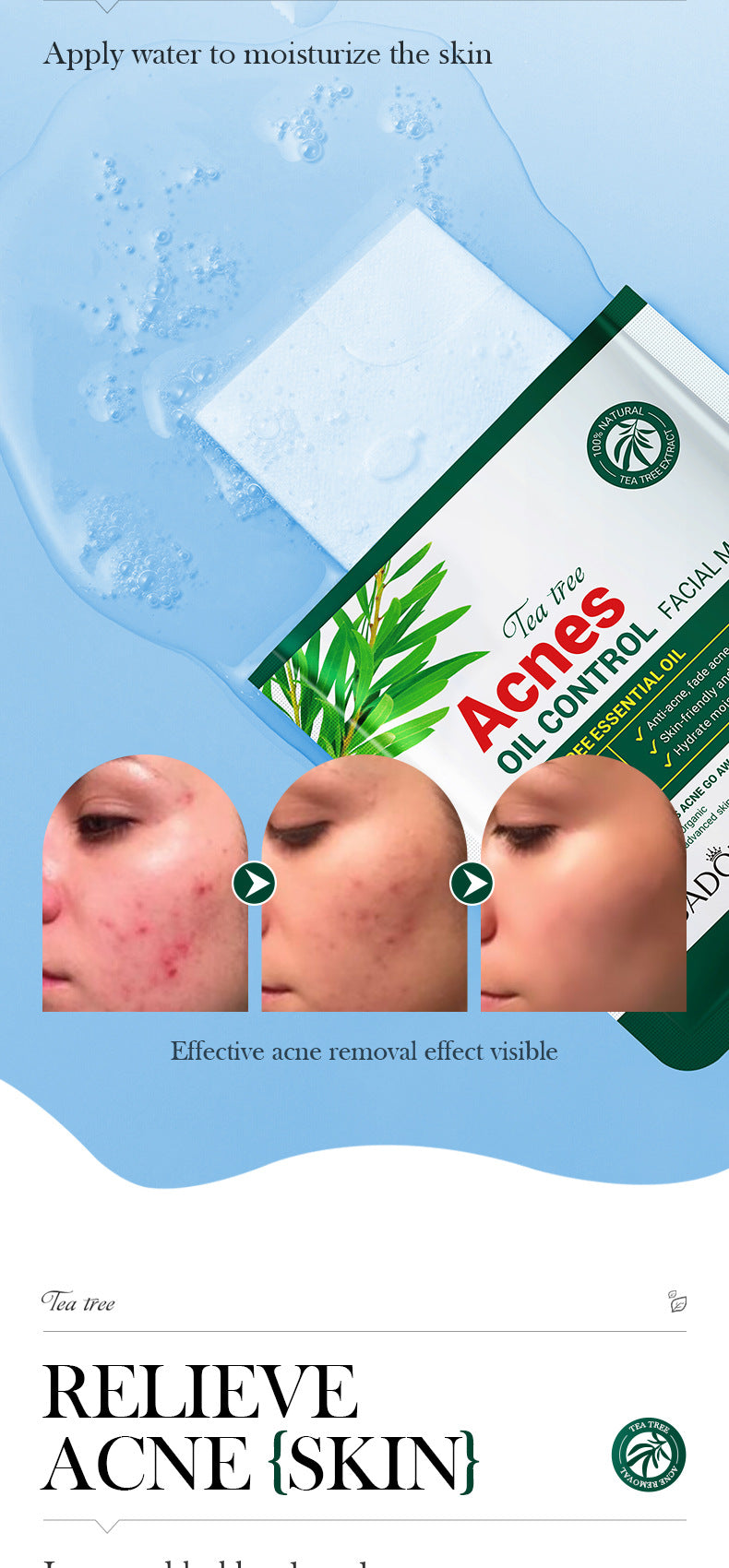 Tea Tree Facial Mask25g SADOER Refreshing Moisturizing Tablets for  Wholesale