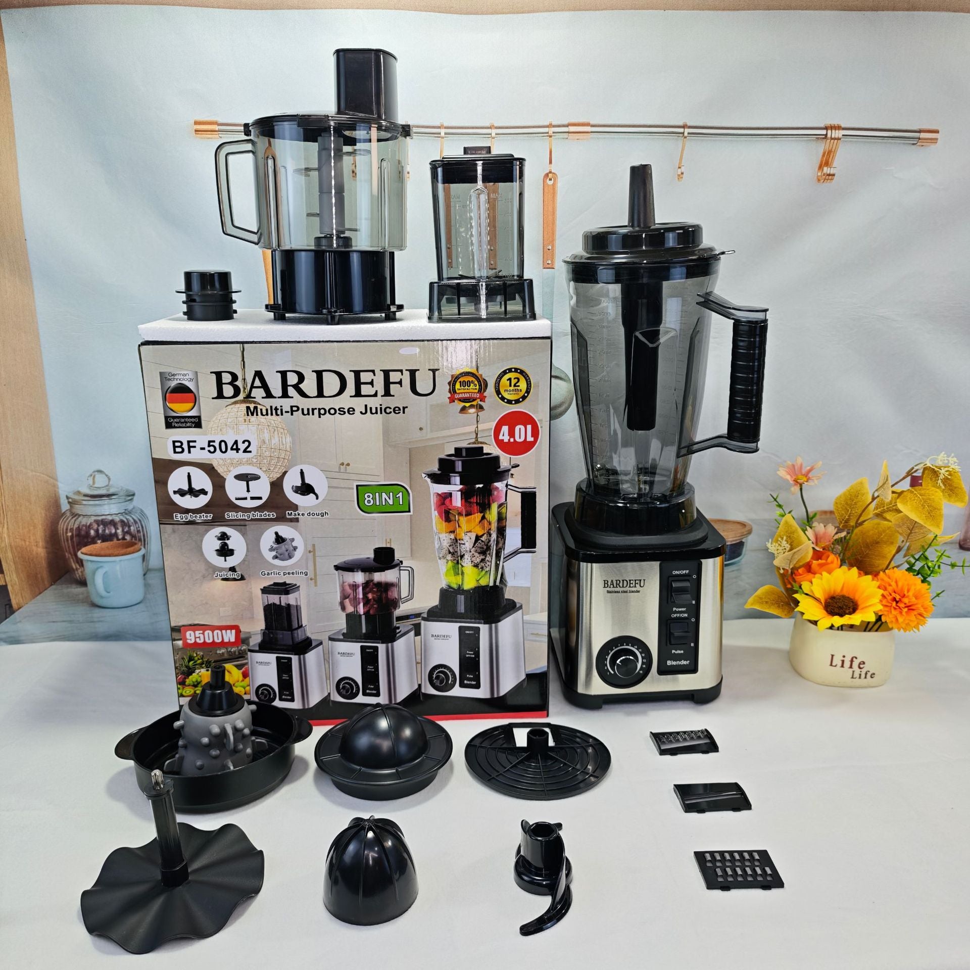 4L8in1blender Stainless Steel High-Power Pure Copper Blender Meat Grinder Ice Crusher Juicer Blender