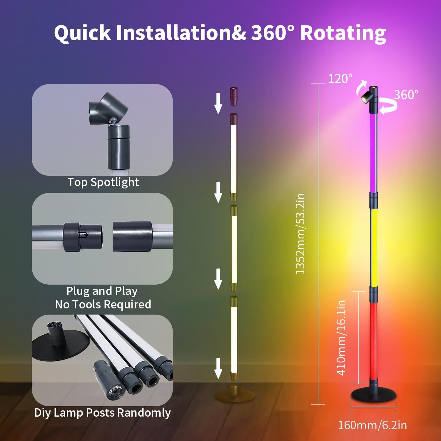 led Floor Lamp Bluetooth Floor Lamp rgb Atmosphere Light Corner Floor Lamp Colorful Floor Lamp Smart Graffiti Model