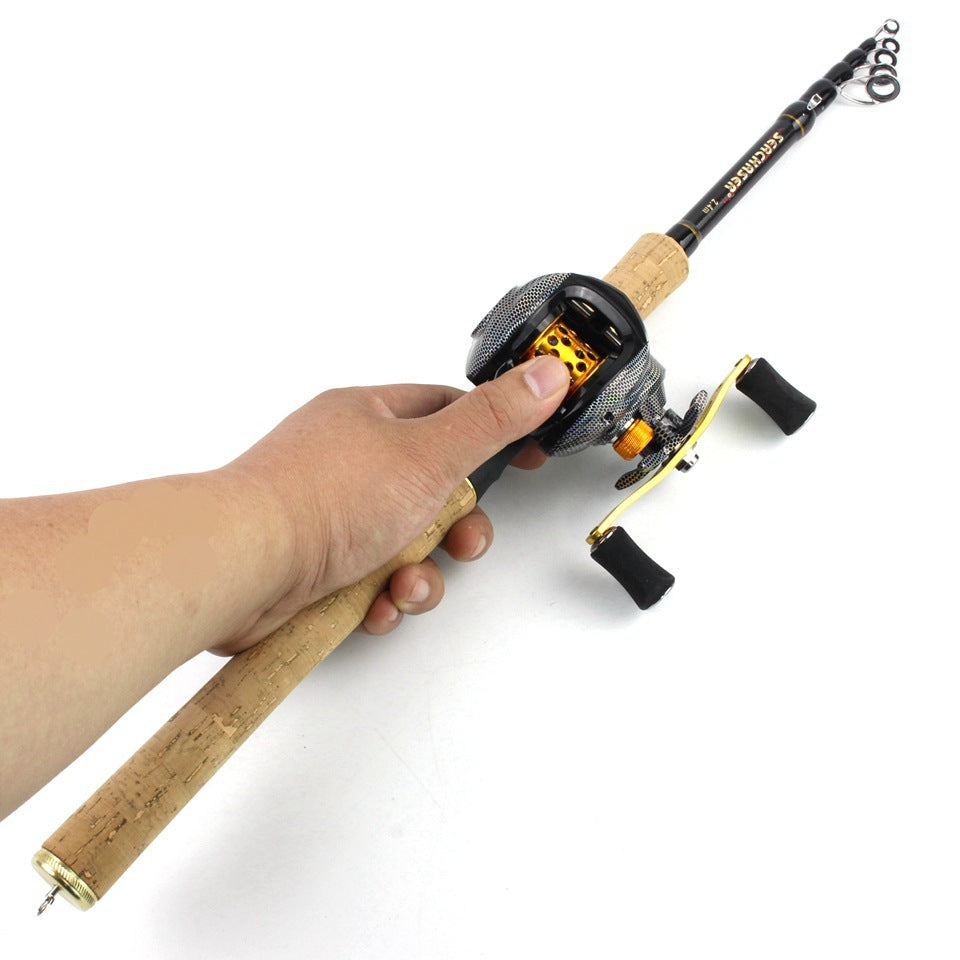 A Fishing Gear Gun Handle Retractable Lure Water Drop Reel Combo Ultra-light Ultra-short Fishing Rod Wooden Handle Rod
