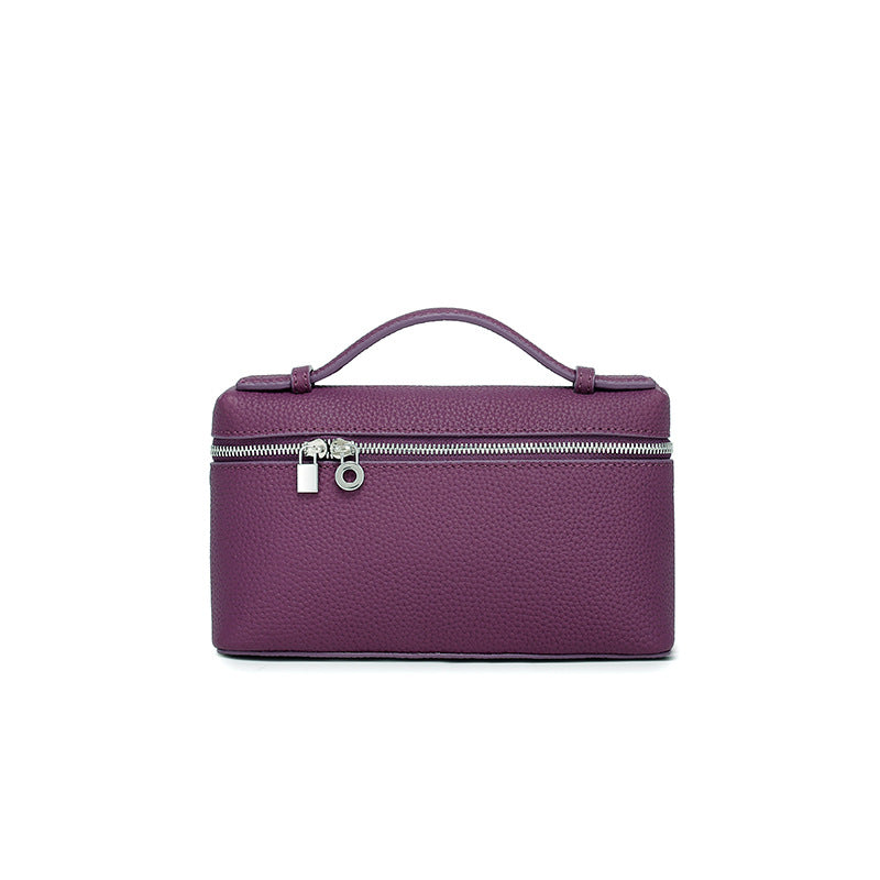 GIgi Same Style Women's Bag Niche Elegant Handheld Lunch Box Bag Women Simple Top Layer Cowhide Single Shoulder Crossbody Small Bag
