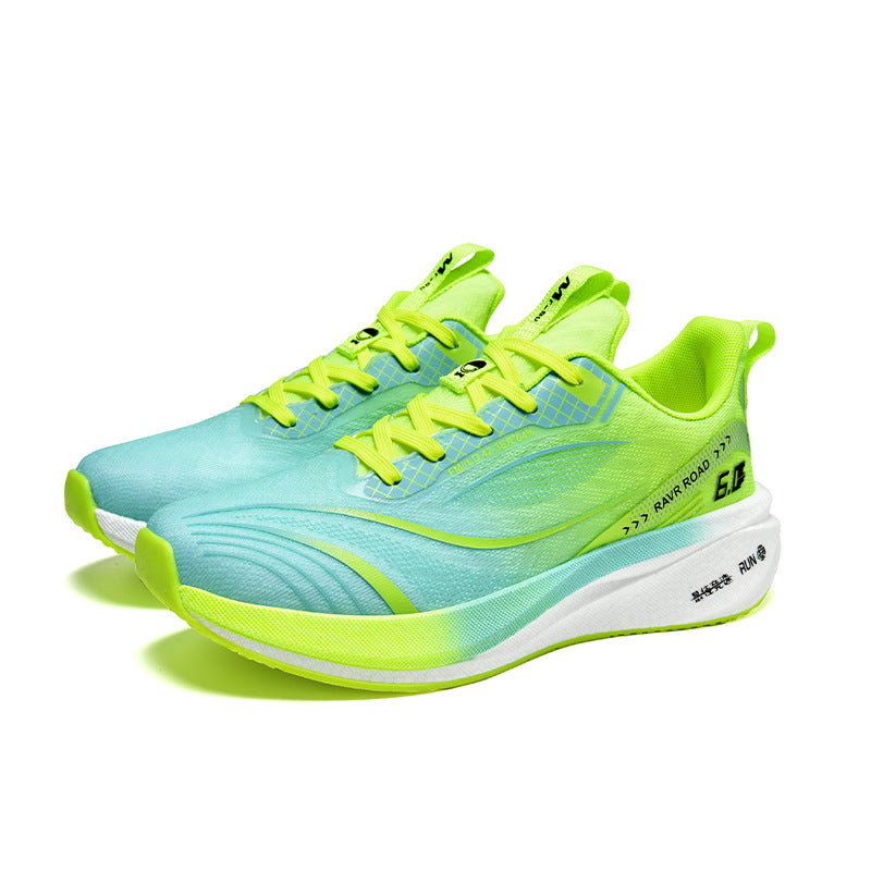 Summer New National Trend Sports Shoes Couple Breathable Student Running Shoes Popcorn Carbon Plate High Elastic Shock Absorption Men's Shoes