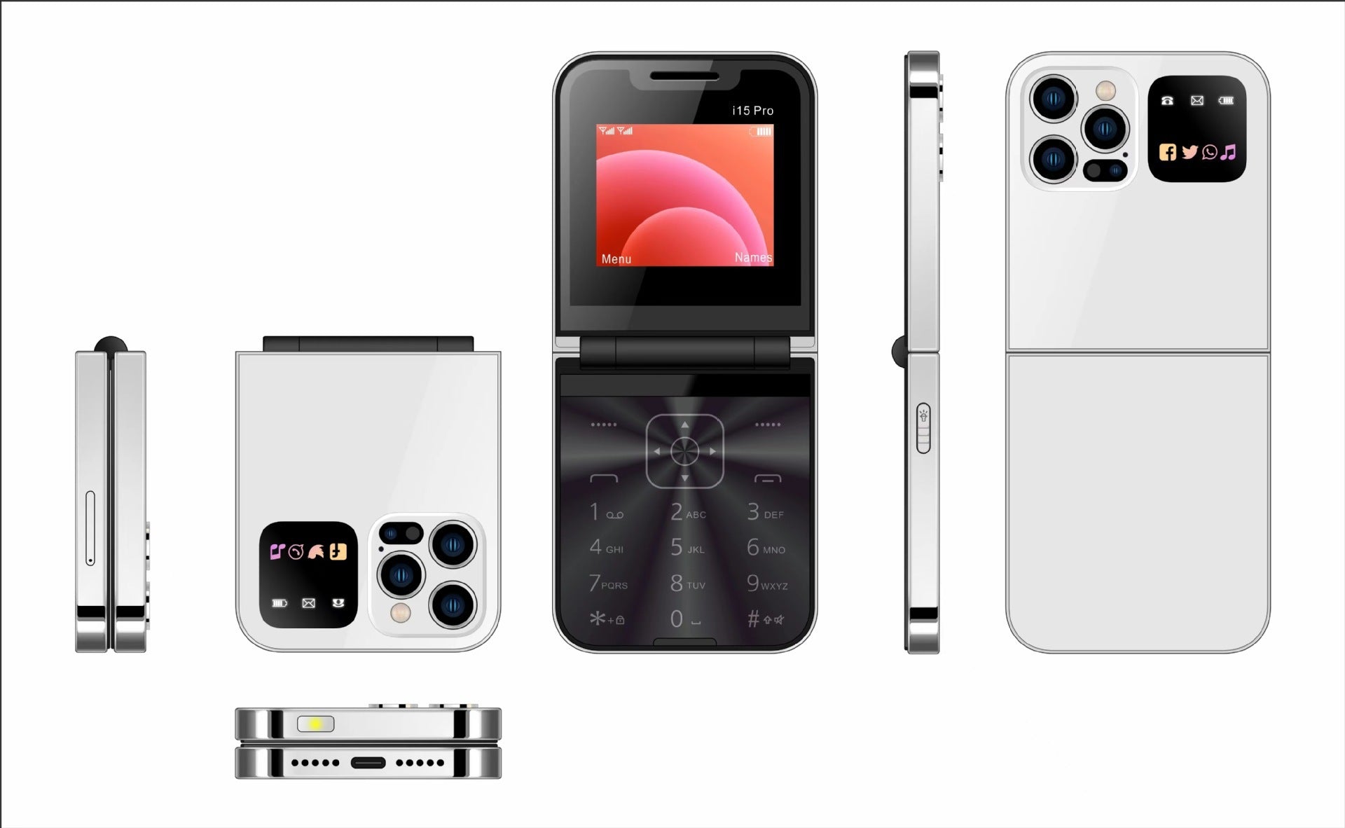 Mobile Phone i15 pro Dual SIM Non-Smartphone Flip Phone Button Elderly Phone2G Mobile Phone