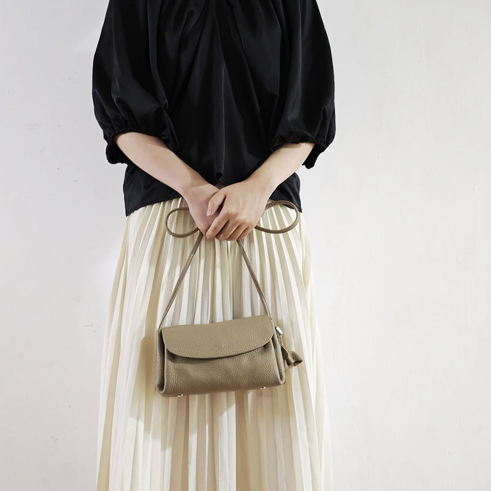 Genuine Leather Small Square Bag Daily Simple Women's Bag2025New Casual Little Elephant Commuting Versatile Cover Head Single Shoulder Crossbody Bag