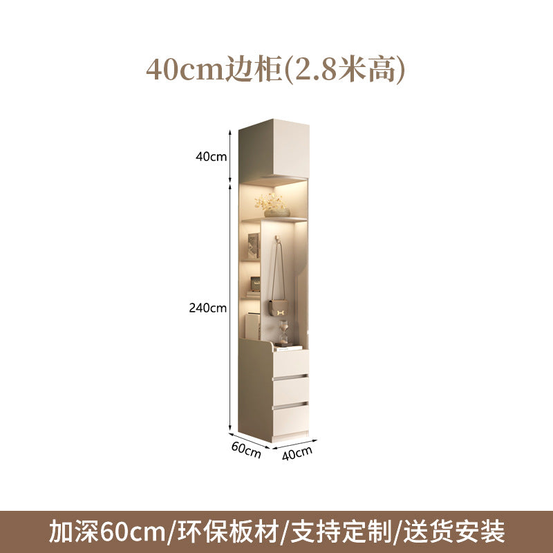 One Door to the Top Solid Wood Sliding Door Wardrobe Modern Simple Home Master Bedroom Sliding Door Large Wardrobe Cream Style