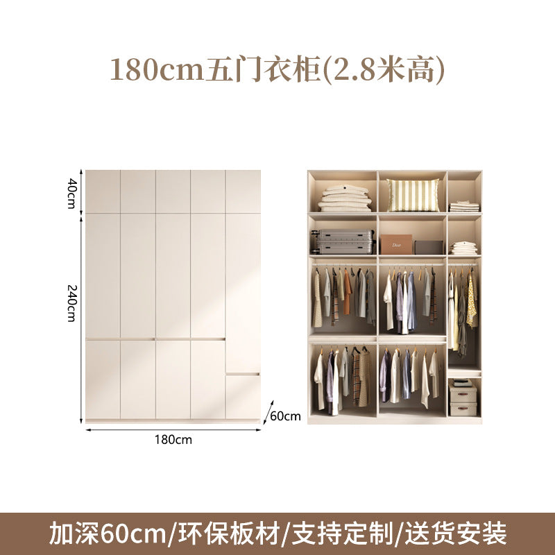 2025New Cream Style Wardrobe for Home Bedroom, Segmented Simple Modern Storage Cabinet, Large Coat Closet