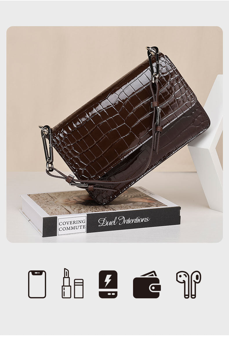 European and American Retro Trend Underarm Women's Bag Crocodile Pattern Single Shoulder Bag Versatile Fashion Crossbody Women's Bag
