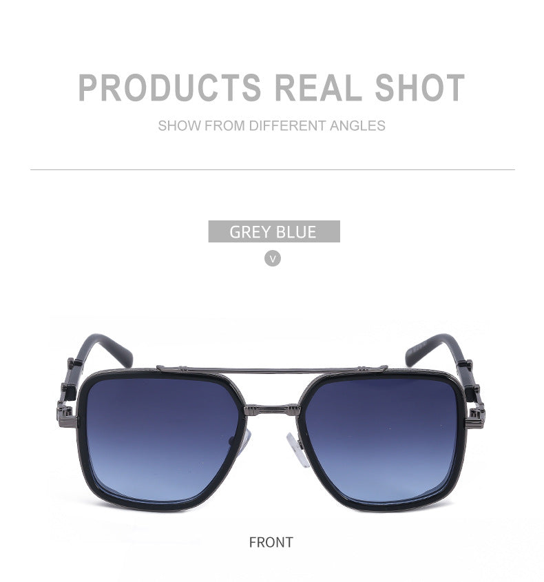 Vintage Double Bridge Square Frame Men's Sunglasses Outdoor Hiking Trendy Sunglasses Sun Protection Glasses Wholesale shades