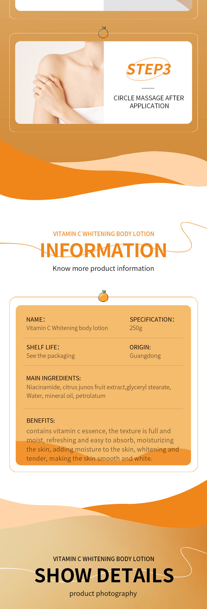 VC Whitening Body Lotion SADOER Vitamin C Moisturizing and Hydrating Skin Care  Wholesale