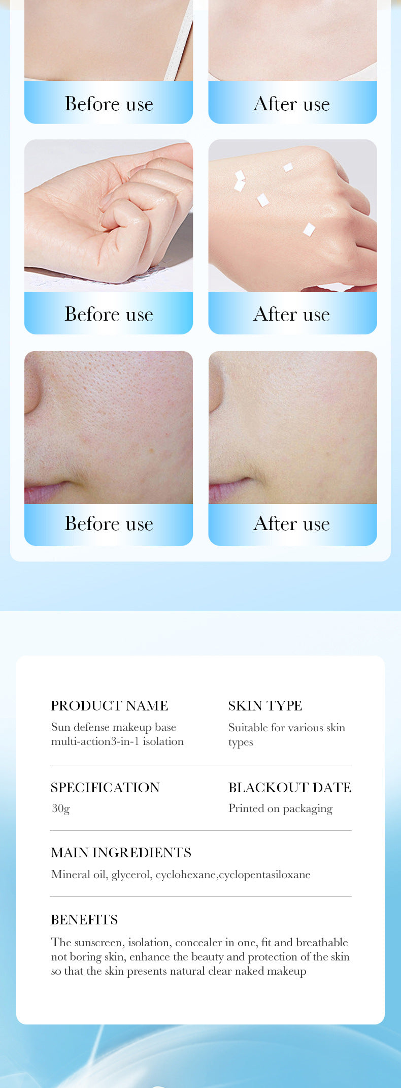 Cross-border Sunscreen30g SPF30+Sunscreen Isolation Cream UV Protection Concealer Sunscreen Cream Wholesale from Foreign Trade Manufacturer