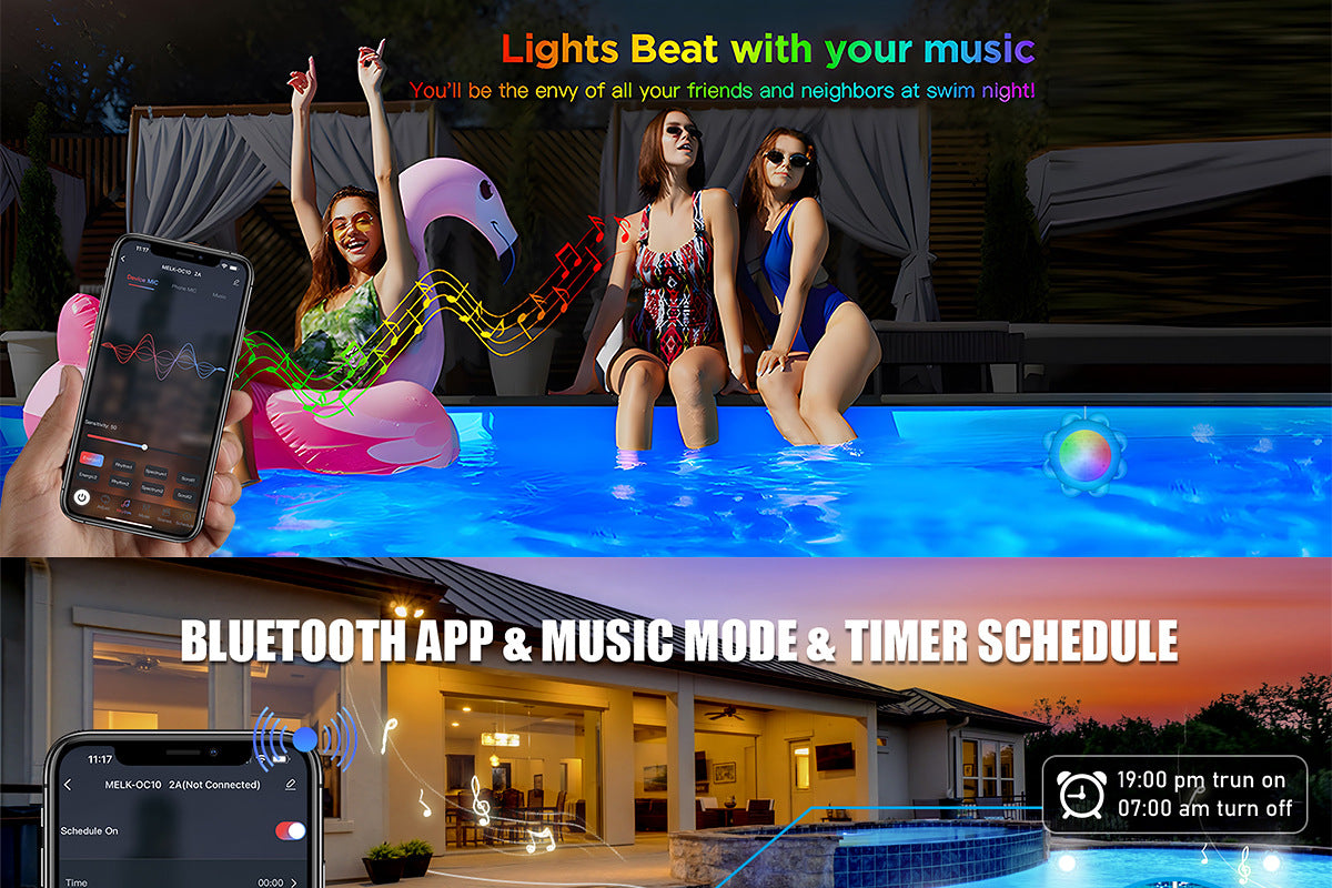 Bluetooth Pool Light IP68Waterproof Underwater Light LED Atmosphere Light Underwater Light Outdoor Hanging Pool Light
