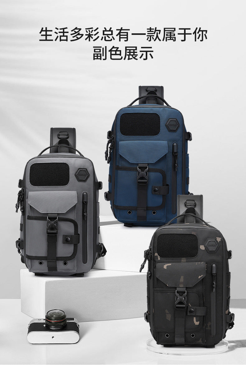OZUKO Tactical Chest Bag Men's Waterproof Crossbody Bag Outdoor Sports Small Backpack Trendy Shoulder Portable Men's Bag