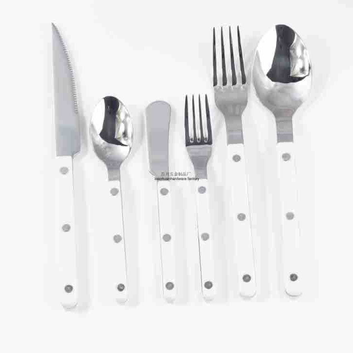 304Mirror Western Tableware Set ABS Handle Butter Knife Fork Spoon Clip Handle Steak Dessert Spoon Fork Plastic Handle