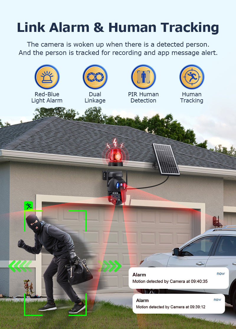 Low power consumption solar surveillance camera with three lenses152x Zoom Pan Tilt Camera UBOX Intelligence