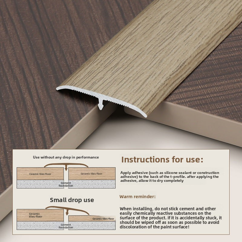Aluminum alloy wood grain flooring trim edge strip t Door threshold edge trim strip, door seam trim strip, aluminum buckle strip