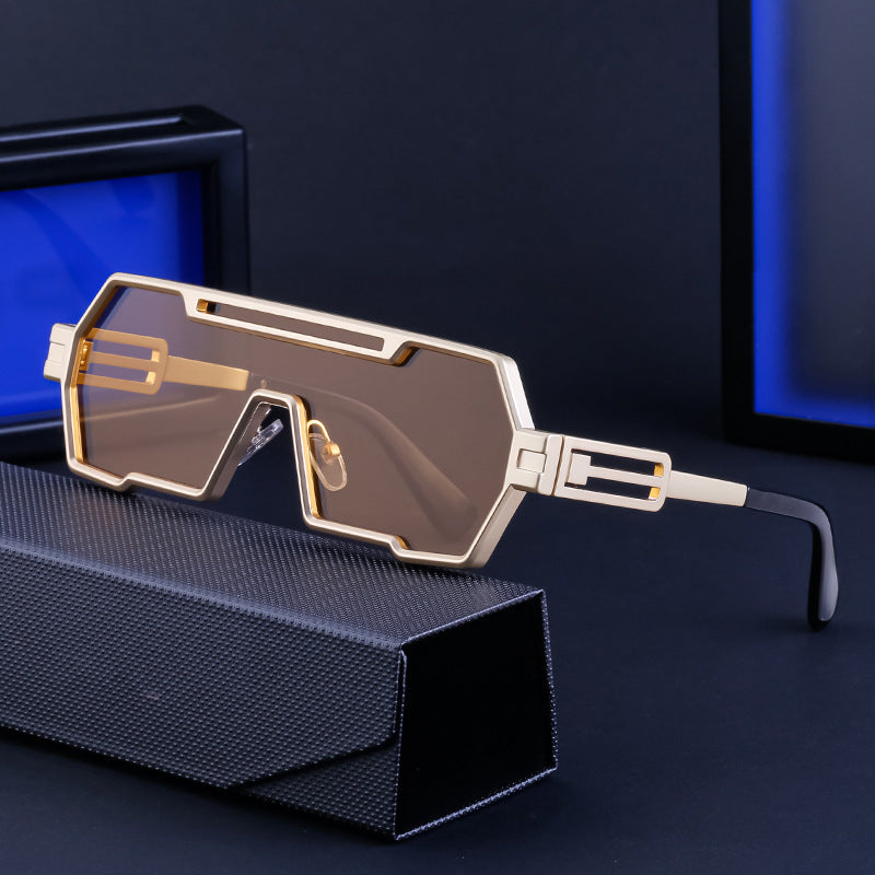 Vintage Sunglasses for Men, Steampunk Style, Irregular Sunglasses, High-End Driving Glasses, Sun Protection Integrated Glasses for Women