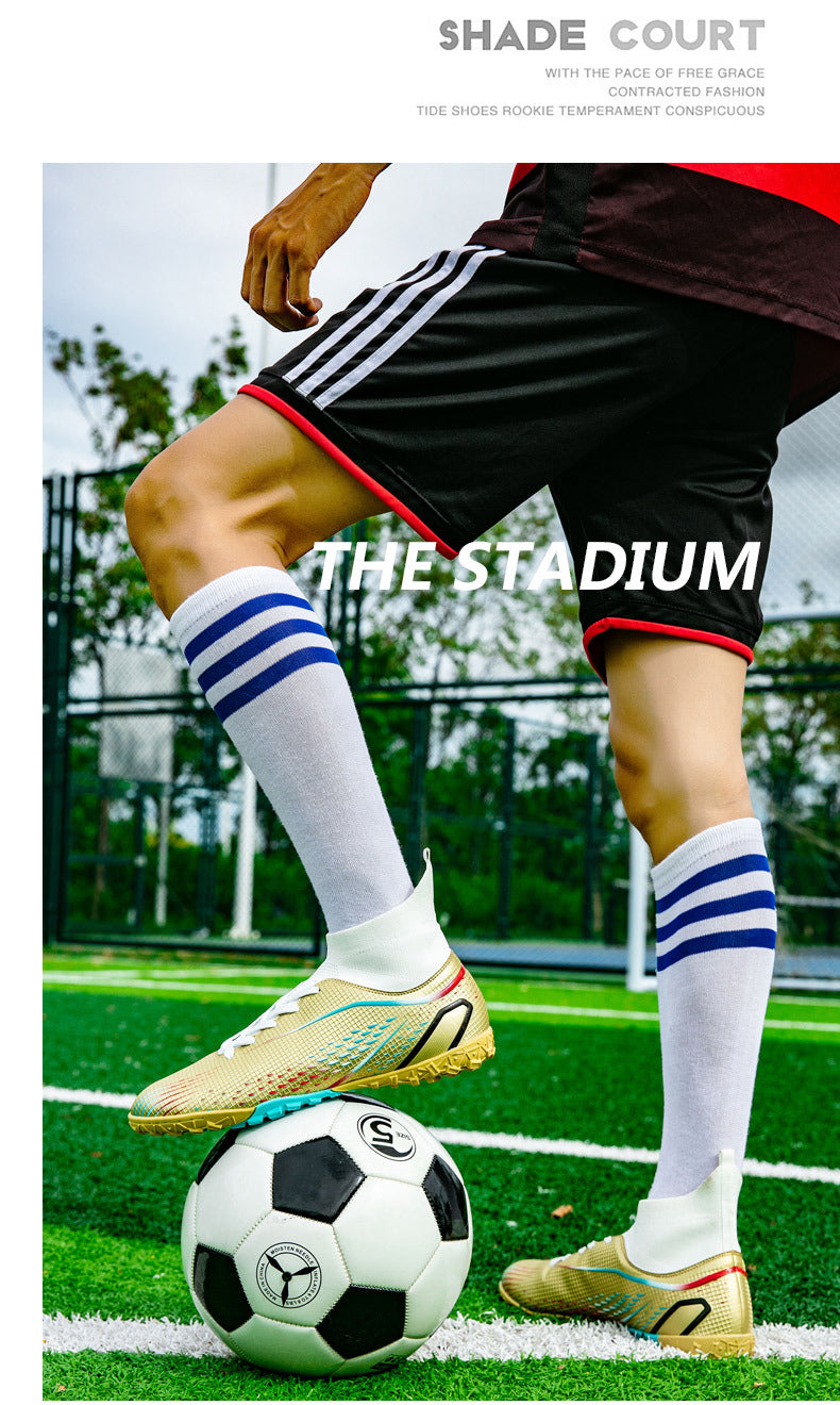 New football shoes for men and women AG Long Spike gold Competition Student Training Shoes Artificial Turf TF Wholesale of Broken Nails