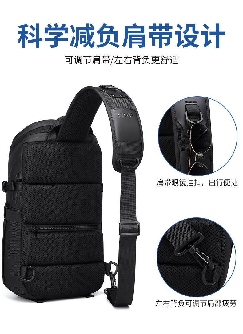 OZUKO Men's Tactical Chest Bag High-end Trendy Crossbody Bag Outdoor Waterproof Portable Single Shoulder Small Backpack for Men