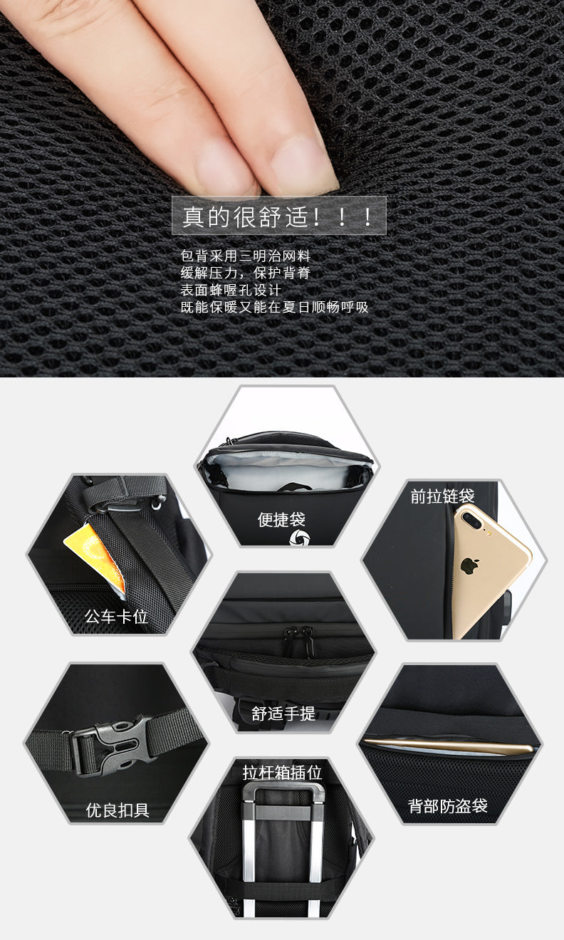 ozuko New business backpack for men, outdoor multifunctional travel bag, waterproof1715-inch Laptop Backpack