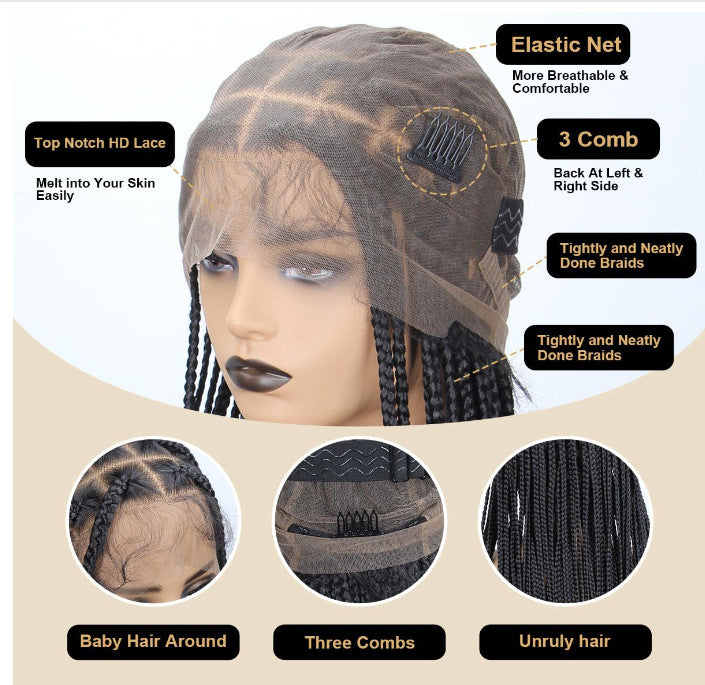 14 inch 360 Single Full Lace Braided Wigs for Black Women
