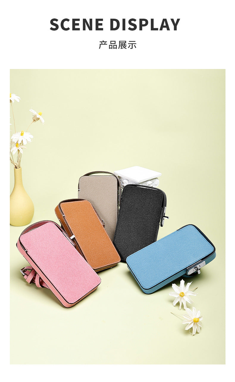 European and American New Style Cowhide Phone Bag for Women, Crossbody Small Bag with High-end Feel, Lightweight Mini Women's Bag, Simple Design