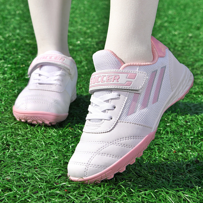 New football shoes for men and women with Velcro for children TF Broken Nail Style Youth Student Grassland Flat Training Shoes