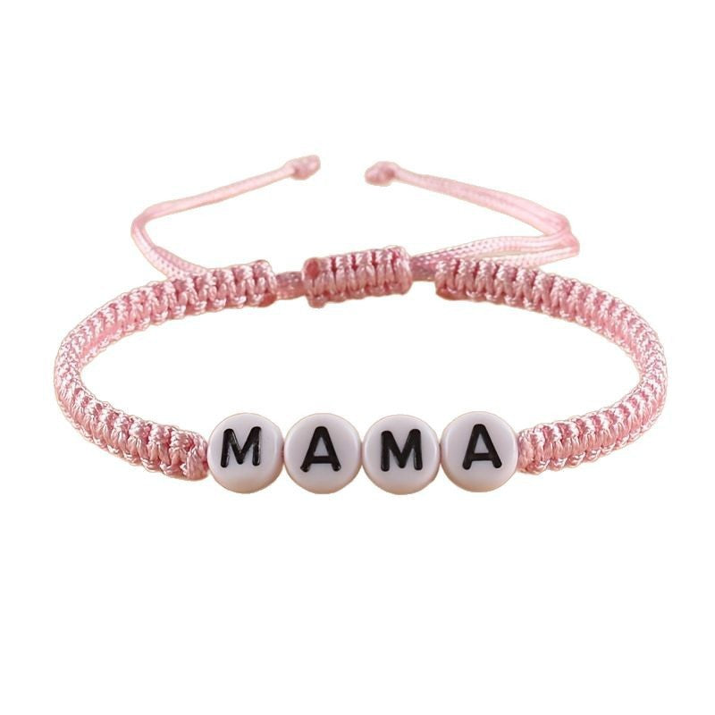 Mother's Day Birthday Gift Bracelet for Women, Stretchable Adjustable Handmade Woven Bracelet MAMA Letter Braided Bracelet